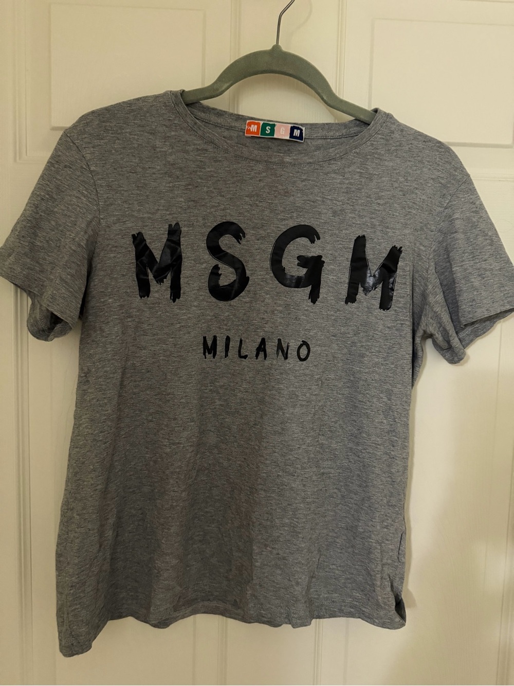 MSGM Grey Short Sleeve Milano Logo Tee